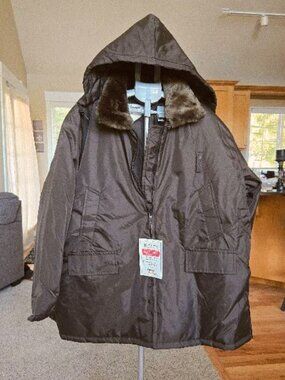 NWT Image First Faux Fur Mens 2XL brown waterproof and insulated parka / jacket